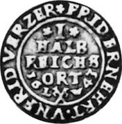 Germany Halb Reichsort (1/8 Thaler) 1643 LW KM# 161 Brunswick-Lüneburg-Celle / Duchy / Regular Coinage coin reverse Germany Halb Reichsort (1/8 Thaler) 1643 LW KM# 161 Brunswick-Lüneburg-Celle / Duchy / Regular Coinage coin reverse