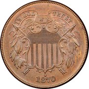 USA 2 Cents Union Shield 1870 KM# 94 IN GOD WE TRUST coin obverse USA 2 Cents Union Shield 1870 KM# 94 IN GOD WE TRUST coin obverse