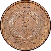 USA 2 Cents Union Shield 1870 KM# 94 UNITED STATES OF AMERICA 2 CENTS coin reverse USA 2 Cents Union Shield 1870 KM# 94 UNITED STATES OF AMERICA 2 CENTS coin reverse
