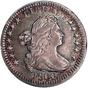 USA 5 Cents Draped Bust Half Dime 1800 KM# 34 LIBERTY coin obverse USA 5 Cents Draped Bust Half Dime 1800 KM# 34 LIBERTY coin obverse