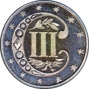 USA III Cents Type 3 1867 KM# 88 III coin reverse USA III Cents Type 3 1867 KM# 88 III coin reverse