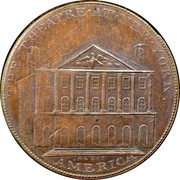 USA Penny 1796 KM# Tn90 New York Theatre THE ∙ THEATRE ∙ AT ∙ NEW ∙ YORK ∙ AMERICA coin reverse