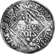 Germany 8 Albus 1644 KM# 345 Free City (Köln) / Regular Coinage coin obverse Germany 8 Albus 1644 KM# 345 Free City (Köln) / Regular Coinage coin obverse