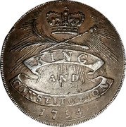 UK 1/2 Penny (Essex. Chelmsford. Clachar & Co) KING AND CONSTITUTION 1794 coin obverse UK 1/2 Penny (Essex. Chelmsford. Clachar & Co) KING AND CONSTITUTION 1794 coin obverse