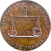 UK 1/2 Penny (Gloucestershire. Badminton. Scales) BREAD FOR 1S APRIL 1796 GOD BE PRAISED 6 1/2 LB coin reverse UK 1/2 Penny (Gloucestershire. Badminton. Scales) BREAD FOR 1S APRIL 1796 GOD BE PRAISED 6 1/2 LB coin reverse