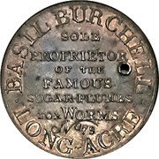 UK 1/2 Penny (Middlesex. Basil Burchell) BASIL BURCHELL SOLE PROPRIETOR OF THE FAMOUS SUGAR PLUMBS FOR WORMS NO 79 LONG-ACRE coin obverse UK 1/2 Penny (Middlesex. Basil Burchell) BASIL BURCHELL SOLE PROPRIETOR OF THE FAMOUS SUGAR PLUMBS FOR WORMS NO 79 LONG-ACRE coin obverse