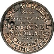 UK 1/2 Penny (Middlesex. Basil Burchell) BASIL BURCHELL SOLE PROPRIETOR OF THE ANODYNE NECKLACE FOR CHILDREN CUTTING TEETH coin reverse UK 1/2 Penny (Middlesex. Basil Burchell) BASIL BURCHELL SOLE PROPRIETOR OF THE ANODYNE NECKLACE FOR CHILDREN CUTTING TEETH coin reverse