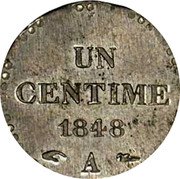 France 1 Centime (Head of Liberty Pattern) UN CENTIME 1848 A coin reverse