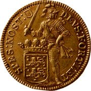 Netherlands 1 Daalder (Three Shields) KM# Pn16 DEVS FORTI ET SPES NOST coin reverse