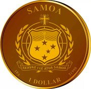 Samoa 1 Dollar (Fire Salamander) SAMOA FA'AVAE I LE ATUA SAMOA 10 G TI 990 1 DOLLAR coin obverse