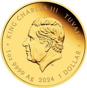 Tuvalu 1 Dollar (James Bond. Roger Moore) KING CHARLES III TUVALU JC 1OZ 9999 AG 2024 1 DOLLAR coin obverse Tuvalu 1 Dollar (James Bond. Roger Moore) KING CHARLES III TUVALU JC 1OZ 9999 AG 2024 1 DOLLAR coin obverse