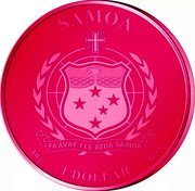 Samoa 1 Dollar (Pink Parrotfish) SAMOA FA'AVAE I LE ATUA SAMOA 10 G TI 990 1 DOLLAR coin obverse