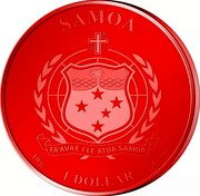 Samoa 1 Dollar (Red Fox) SAMOA FA'AVAE I LE ATUA SAMOA 10 G TI 990 1 DOLLAR coin obverse
