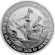 Tuvalu 1 Dollar (The Kingston) THE KINGSTON P LB BLACK FLAG: CALICO JACK & ANNE BONNY 1OZ .9999 AG coin reverse Tuvalu 1 Dollar (The Kingston) THE KINGSTON P LB BLACK FLAG: CALICO JACK & ANNE BONNY 1OZ .9999 AG coin reverse