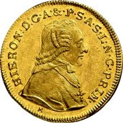 Austria 1 Ducat Hieronymus von Colloredo 1803 KM# 486 HIERON D G A & P S A S L N G PRIM M coin obverse Austria 1 Ducat Hieronymus von Colloredo 1803 KM# 486 HIERON D G A & P S A S L N G PRIM M coin obverse