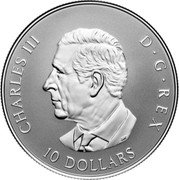 Canada 10 Dollars Gleaming Maple Leaves 2025 CHARLES III D G REX 10 DOLLARS SR coin obverse Canada 10 Dollars Gleaming Maple Leaves 2025 CHARLES III D G REX 10 DOLLARS SR coin obverse