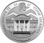 Cook Islands 10 Dollars (John F. Kennedy with Family) ELIZABETH II 20 23 COOK ISLANDS IRB THE WHITE HOUSE WASHINGTON 10 DOLLARS coin obverse
