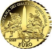 Italy 10 Euro (Fountain of the Four Rivers by Bernini. Rome) FONTANA DEI QUATTRO FIUMI ROMA 2025 R 10 EURO coin reverse Italy 10 Euro (Fountain of the Four Rivers by Bernini. Rome) FONTANA DEI QUATTRO FIUMI ROMA 2025 R 10 EURO coin reverse