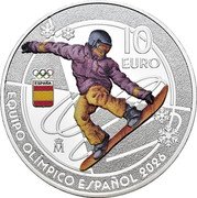 Spain 10 Euro (Spanish Olympic Team. Winter Olympic Games Cortina 2026) 10 EURO ♔M EQUIPO OLÍMPICO ESPAÑOL 2026 coin reverse Spain 10 Euro (Spanish Olympic Team. Winter Olympic Games Cortina 2026) 10 EURO ♔M EQUIPO OLÍMPICO ESPAÑOL 2026 coin reverse