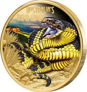 Niue 100 Dollars (Deadly & Dangerous. Australia's Tiger Snake) AUSTRALIA'S TIGER SNAKE coin reverse