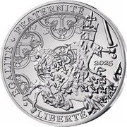 France 100 Euro (Golds of France. The Franc of Jean II on Horseback) 2025 ÉGALITÉ FRATERNITÉ LIBERTÉ coin reverse France 100 Euro (Golds of France. The Franc of Jean II on Horseback) 2025 ÉGALITÉ FRATERNITÉ LIBERTÉ coin reverse