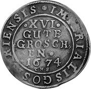 Germany 16 Gute Groschen (2/3 Thaler) 1674 CHS KM# 67 Goslar / Free City / Regular Coinage coin reverse