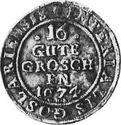 Germany 16 Gute Groschen (2/3 Thaler) 1674 CHS KM# 66 Goslar / Free City / Regular Coinage coin reverse
