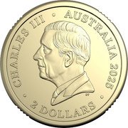 Australia 2 Dollars (Australian Open. Yellow. Postal Privy) CHARLES III AUSTRALIA 2025 DT 2 DOLLARS coin obverse