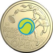 Australia 2 Dollars (Australian Open. Yellow. Postal Privy) ΛO 2025 AUSTRALIAN OPEN coin reverse