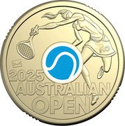 Australia 2 Dollars Women’s Australian Open. Blue. Postal Privy 2025 ΛO 2025 AUSTRALIAN OPEN coin reverse