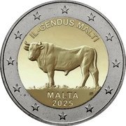 Malta 2 Euro (Maltese Ox) IL-GENDUS MALTI MALTA MAF 2025 coin obverse
