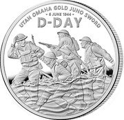 UK 2 Pounds (80th Anniversary of D-Day) DT UTAH OMAHA GOLD JUNO SWORD 6 JUNE 1944 D-DAY coin reverse UK 2 Pounds (80th Anniversary of D-Day) DT UTAH OMAHA GOLD JUNO SWORD 6 JUNE 1944 D-DAY coin reverse