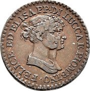 Italy 2 Soldi (Principality of Lucca and Piombino Essai) FELICE ED ELISA PP DI LUCCA E PIOMBINO coin obverse Italy 2 Soldi (Principality of Lucca and Piombino Essai) FELICE ED ELISA PP DI LUCCA E PIOMBINO coin obverse