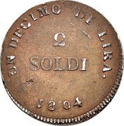 Italy 2 Soldi (Principality of Lucca and Piombino Essai) UN DECIMO DI LIRA 2 SOLDI 1804 coin reverse Italy 2 Soldi (Principality of Lucca and Piombino Essai) UN DECIMO DI LIRA 2 SOLDI 1804 coin reverse