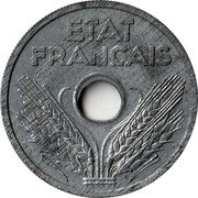 France 20 Centimes (Essai) ETAT FRANÇAIS A. DE G. coin obverse