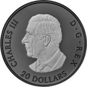 Canada 20 Dollars (Elegant Maple) CHARLES III D G REX 20 DOLLARS SR coin obverse Canada 20 Dollars (Elegant Maple) CHARLES III D G REX 20 DOLLARS SR coin obverse
