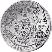France 20 Euro (Golds of France. The Franc of Jean II on Horseback) 2025 ÉGALITÉ FRATERNITÉ LIBERTÉ coin reverse France 20 Euro (Golds of France. The Franc of Jean II on Horseback) 2025 ÉGALITÉ FRATERNITÉ LIBERTÉ coin reverse