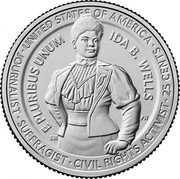 USA 25 Cents (American Women. Ida B. Wells) UNITED STATES OF AMERICA E PLURIBUS UNUM IDA B. WELLS EH PH SUFFRAGIST CIVIL RIGHTS ACTIVIST 25 CENTS coin reverse USA 25 Cents (American Women. Ida B. Wells) UNITED STATES OF AMERICA E PLURIBUS UNUM IDA B. WELLS EH PH SUFFRAGIST CIVIL RIGHTS ACTIVIST 25 CENTS coin reverse