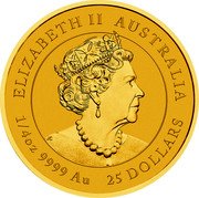 Australia 25 Dollars (White Bellied Sea Eagle. Bullion) ELIZABETH II AUSTRALIA 1/4OZ 9999 AU 25 DOLLARS JC coin obverse Australia 25 Dollars (White Bellied Sea Eagle. Bullion) ELIZABETH II AUSTRALIA 1/4OZ 9999 AU 25 DOLLARS JC coin obverse