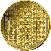 France 250 Euro (Golds of France. The Franc of Jean II on Horseback) 250 € R F coin obverse France 250 Euro (Golds of France. The Franc of Jean II on Horseback) 250 € R F coin obverse