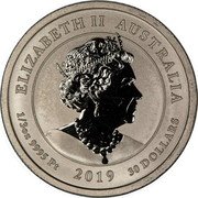 Australia 30 Dollars (Australian Bottlenose Dolphins) ELIZABETH II AUSTRALIA JC 1 1/3OZ 9995 PT 30 DOLLARS 2019 coin obverse Australia 30 Dollars (Australian Bottlenose Dolphins) ELIZABETH II AUSTRALIA JC 1 1/3OZ 9995 PT 30 DOLLARS 2019 coin obverse