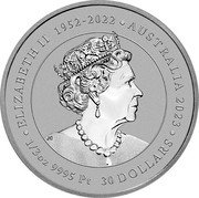 Australia 30 Dollars Australian Sea Lion 2023 P ELIZABETH II 1952-2022 AUSTRALIA 2023 1/3OZ 9995 PT 30 DOLLARS JC coin obverse Australia 30 Dollars Australian Sea Lion 2023 P ELIZABETH II 1952-2022 AUSTRALIA 2023 1/3OZ 9995 PT 30 DOLLARS JC coin obverse