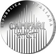 Italy 4 Euro (Campari) CAMPARI ® MILANO DAVIDE CAMPARI REPUBBLICA ITALIANA coin obverse Italy 4 Euro (Campari) CAMPARI ® MILANO DAVIDE CAMPARI REPUBBLICA ITALIANA coin obverse