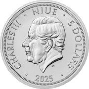 Niue 5 Dollars (Golden Eagle Left. Bullion) CHARLES III NIUE 5 DOLLARS JC 2025 coin obverse Niue 5 Dollars (Golden Eagle Left. Bullion) CHARLES III NIUE 5 DOLLARS JC 2025 coin obverse