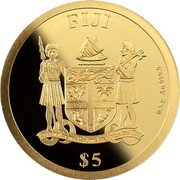 Fiji 5 Dollars (Kookaburra 35th Anniversary) FIJI $5 0.5 G AU 999.9 coin obverse Fiji 5 Dollars (Kookaburra 35th Anniversary) FIJI $5 0.5 G AU 999.9 coin obverse