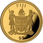 Fiji 5 Dollars (Vasco da Gama 500 Anniversary) FIJI $5 coin obverse Fiji 5 Dollars (Vasco da Gama 500 Anniversary) FIJI $5 coin obverse