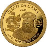 Fiji 5 Dollars (Vasco da Gama 500 Anniversary) VASCO DA GAMA 2024 500TH ANNIV. 1/2 G .9999 FINEST GOLD coin reverse Fiji 5 Dollars (Vasco da Gama 500 Anniversary) VASCO DA GAMA 2024 500TH ANNIV. 1/2 G .9999 FINEST GOLD coin reverse