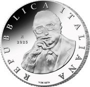 Italy 5 Euro (Giovanni Spadolini. 100 Years Since the Birth) R 2025 REPUBBLICA ITALIANA V.DE SETA coin obverse Italy 5 Euro (Giovanni Spadolini. 100 Years Since the Birth) R 2025 REPUBBLICA ITALIANA V.DE SETA coin obverse