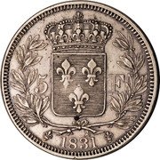 France 5 Francs Henri V 1831 5 F 1831 coin reverse France 5 Francs Henri V 1831 5 F 1831 coin reverse