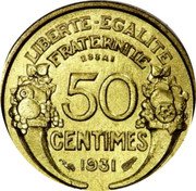 France 50 Centimes (Essai Piefort of Morlon) LIBERTE - EGALITE FRATERNITE ESSAI 50 CENTIMES 1948 coin reverse